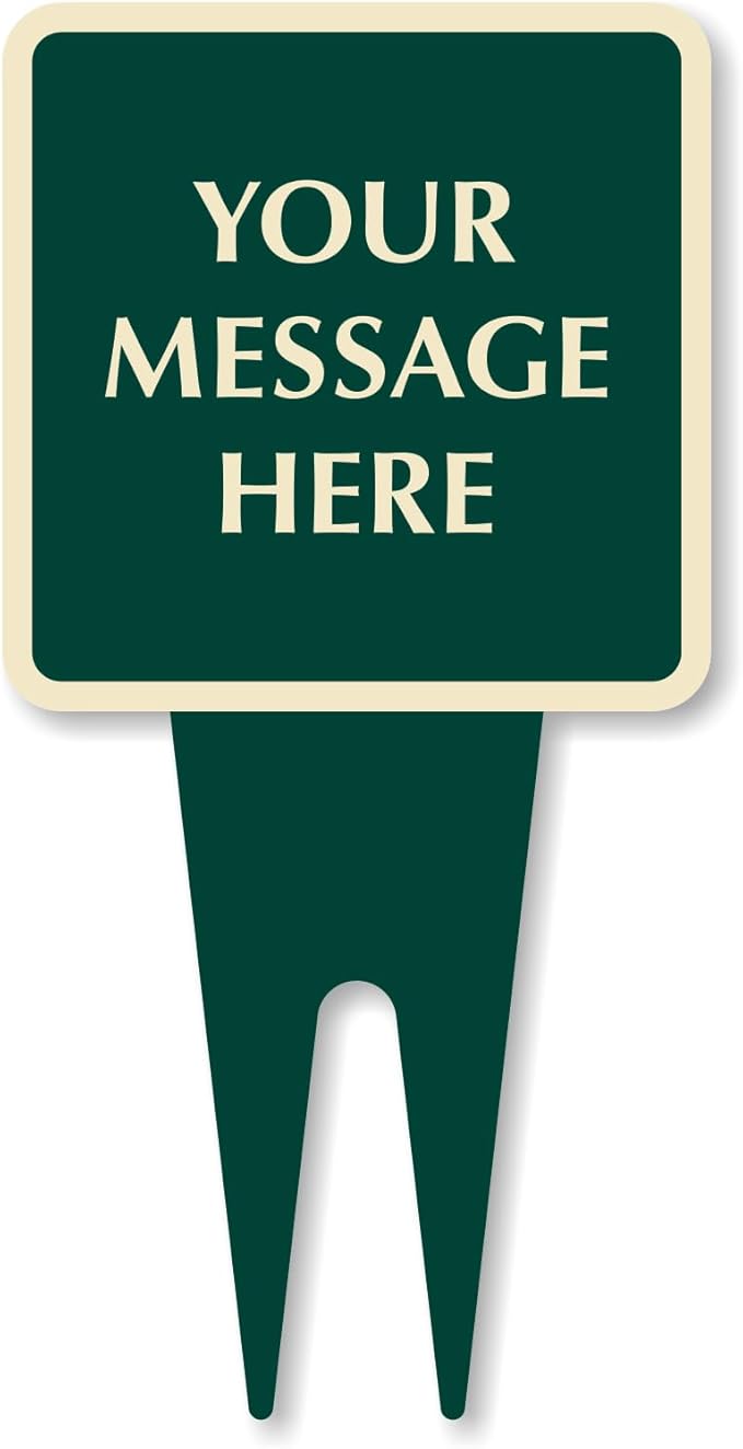 SmartSign Custom Yard Stake Sign - Add Your Message, 6" x 12", 120 mil Aluminum Composite with Overcoat for Outside, Square Shape with Integrated Ground Stakes, Reflective Option, USA-Made