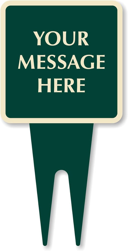 SmartSign Custom Yard Stake Sign - Add Your Message, 6" x 12", 120 mil Aluminum Composite with Overcoat for Outside, Square Shape with Integrated Ground Stakes, Reflective Option, USA-Made