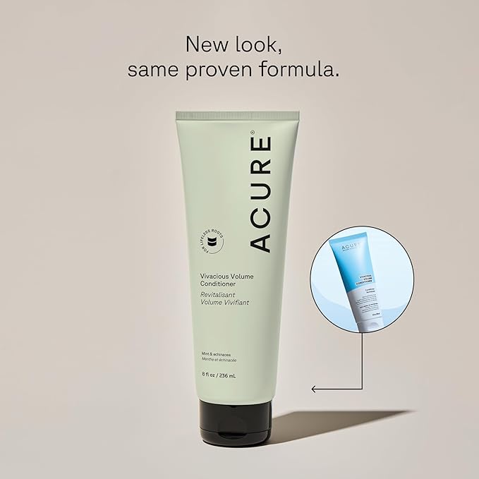 Acure Vivacious Volume Shampoo and Conditioner Set - Thickening & Volumizing Hair Care for Thick, Full Locks, Boost for Thin, Fine Hair, Sulfate Free, Paraben Free, Vegan - 8 fl oz (Pack of 2)