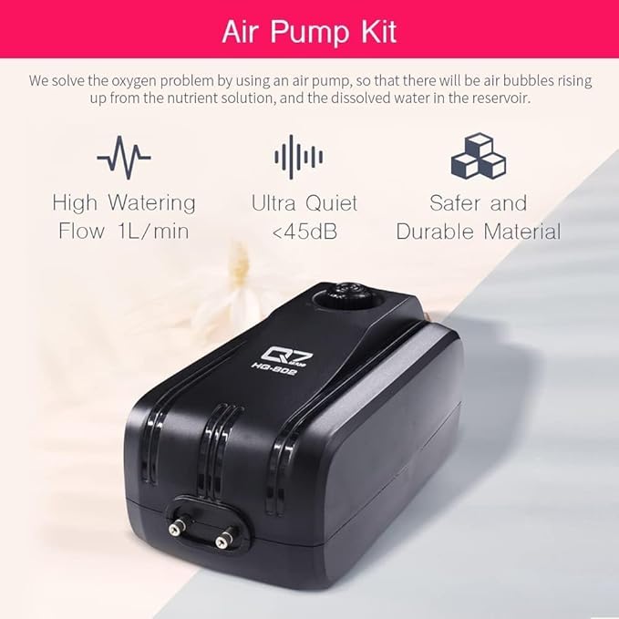 DWC 2 Hydroponic Buckets Kit for Plants, Hydroponics Growing System for Herbs/Tomato/Vegetables, DWC System with Air Pump & Germination Tray (Complete Indoor Hydroponic Gardening Supplies) (Black)