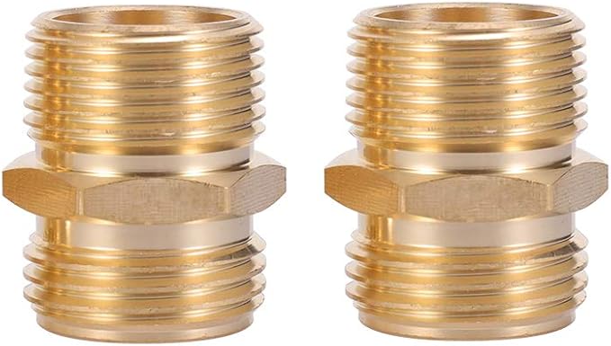 3/4”GHT Male x 3/4”NPT Male Connector,Brass Garden Hose Adapter,Brass Garden Hose to Pipe NPT Fitting Connect,Double Male Thread Size GHT 3/4 x 3/4 NPT 2pcs