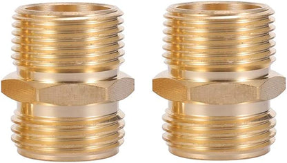 3/4”GHT Male x 3/4”NPT Male Connector,Brass Garden Hose Adapter,Brass Garden Hose to Pipe NPT Fitting Connect,Double Male Thread Size GHT 3/4 x 3/4 NPT 2pcs