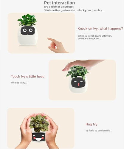 Smart Flowerpots,Smart Pet Planter,Ai Planter,Intelligent Flowerpots,Multiple Expressions,7 Smart Sensors, and Ai Chips Make Raising Plants Easy and Fun for Living Room,Plant-Free(Green)