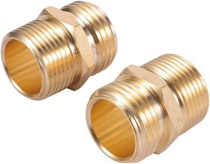 3/4”GHT Male x 3/4”NPT Male Connector,Brass Garden Hose Adapter,Brass Garden Hose to Pipe NPT Fitting Connect,Double Male Thread Size GHT 3/4 x 3/4 NPT 2pcs