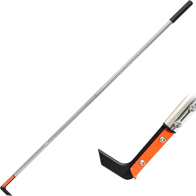 58in Crack Weeder with Spring Steel L-Shaped Blade Adjustable Stainless Steel Handle Garden Crevice Weeding Tool for Sidewalks, Driveways, and Patios