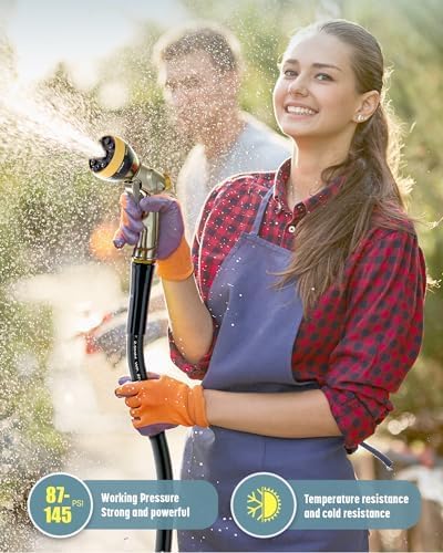 Non-Expandable Leader Hose 15ft x 5/8",Heavy Duty Flexible Garden Hose with Swivel Handle, Male to Female Fittings, Burst 600 PSI, Without Nozzle