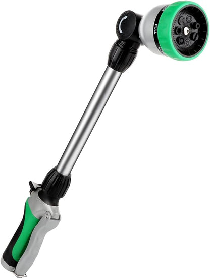 RESTMO Metal Watering Wand, Heavy Duty Garden Hose Wand with 180° Swivel Ratcheting Head, 16-Inch Hose Nozzle Sprayer with 7 Spray Patterns and Flow Control, Ideal to Water Hanging Baskets and Shrubs