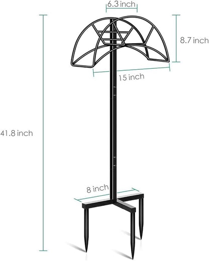 TomCare Garden Hose Holder Detachable Metal Water Hose Holder Holds 150 FT Hoses Free Standing Hose Hanger Stand Heavy Duty Garden Storage Rack for Outside Yard Lawn, Black