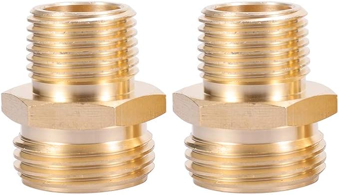3/4”GHT Male x 1/2”NPT Male Connector,Brass Garden Hose Adapter,Brass Garden Hose to Pipe NPT Fitting Connect,Double Male Thread Size GHT 3/4 x 1/2 NPT 2pcs
