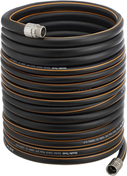 Giraffe Tools Garden Hose 100ft x 5/8", Custom Length, Heavy Duty, No Kink, Flexible, Rubber Garden Hose, Leakproof Water Hose with Male to Female Fittings, 600 Burst PSI
