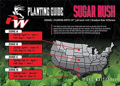 Sugar Rush | Select Seed Blends | Easiest Deer Feeder | Late Season Whitetail Deer Food Plot | Turnip, Sugar Beet, Winfred Forage Brassica Seeds | Plants 1/2 Acre | 5 lb Bag