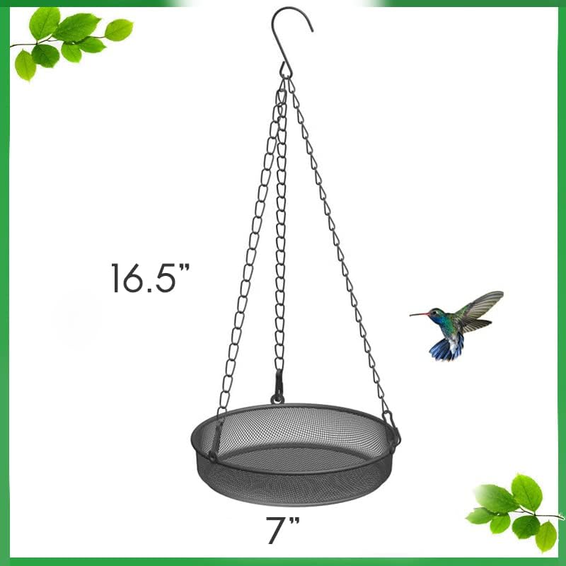 Hanging Bird Feeder, Birdfeeder Hanging for Garden Yard Outside, Hanging Birdfeeder Tray - Metal Mesh Platform Feeders for Birds Outside Outdoors Hanging for Attracting Birds - 3 Pack