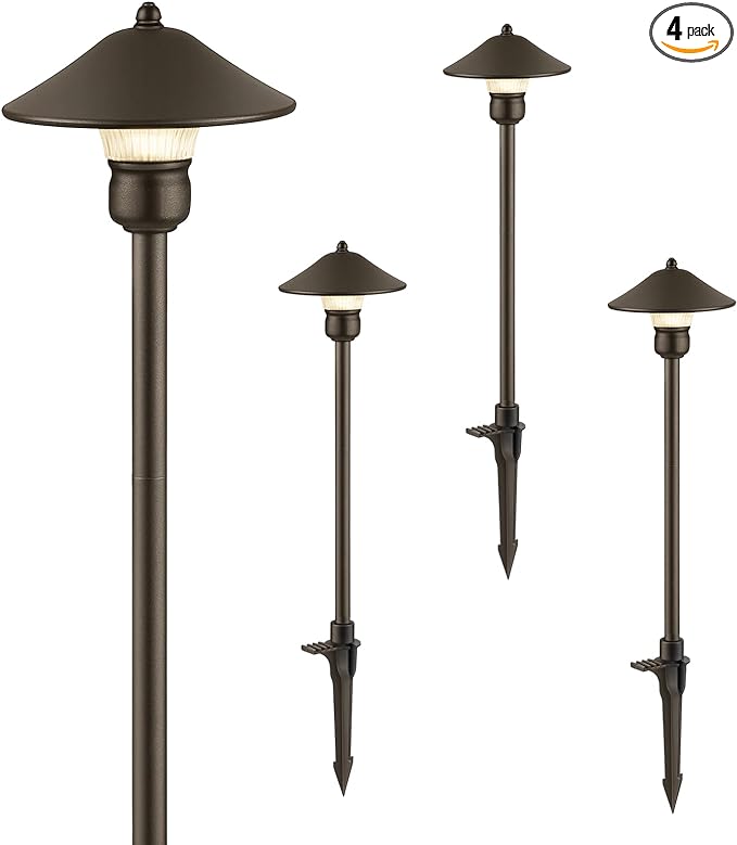 EDISHINE Low Voltage Pathway Lights, 3W 150 LM 3000K 16.5“ Tall LED Landscape Lights, 12V AC/DC 50,000Hrs Waterproof Aluminum Housing Outdoor Landscape Lighting for Path, Yard, Garden