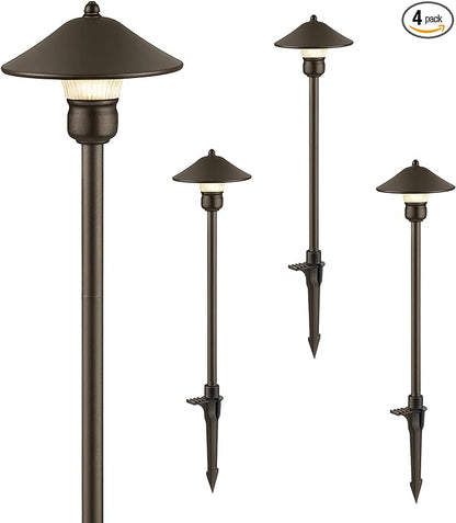 EDISHINE Low Voltage Pathway Lights, 3W 150 LM 3000K 16.5“ Tall LED Landscape Lights, 12V AC/DC 50,000Hrs Waterproof Aluminum Housing Outdoor Landscape Lighting for Path, Yard, Garden