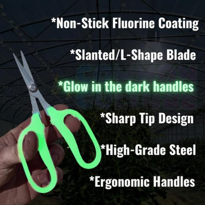 Obsidian Drake Pro Hort Trimming Scissors - Non-Stick Fluorine L-Shape Blade - Glow in the Dark - by Common Culture