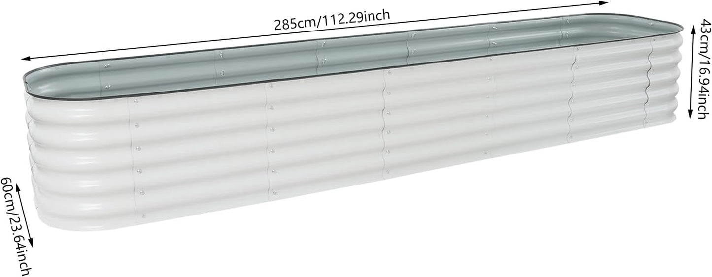 Galvanized Raised Garden Bed Kit, Large Oval Metal Deep Root Planter Box for Outdoor Gardening Planting Plants Vegetables Flower Herb (9.35ft)