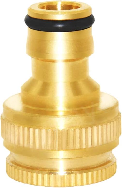 Joywayus Brass Garden Hose Tap Connector 1/2" and 3/4" GHT 2-in-1 Female Threaded Faucet Nozzle Quick Connect Adapter Universal Pipe(Pack of 4)