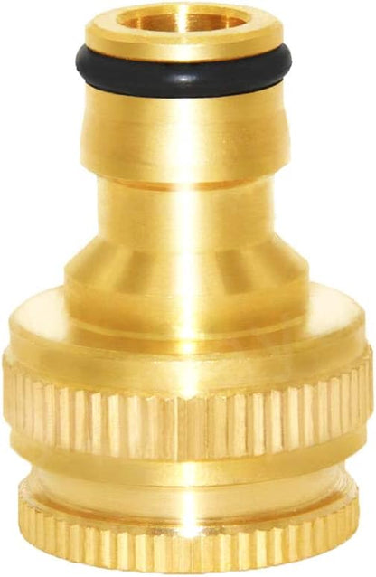 Joywayus Brass Garden Hose Tap Connector 1/2" and 3/4" GHT 2-in-1 Female Threaded Faucet Nozzle Quick Connect Adapter Universal Pipe(Pack of 4)