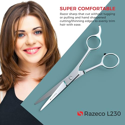 Suvorna 6.5" Hair Scissors Professional - barber scissors to cut hair - Extremely Sharp Hair Cutting Scissors for Hair Cutting - Right Hand Hair Shears for Women, Men and Adults.
