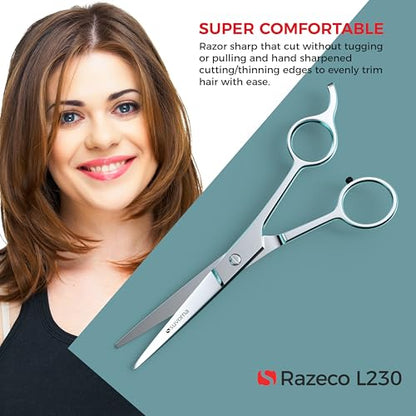 Suvorna 6.5" Hair Scissors Professional - barber scissors to cut hair - Extremely Sharp Hair Cutting Scissors for Hair Cutting - Right Hand Hair Shears for Women, Men and Adults.