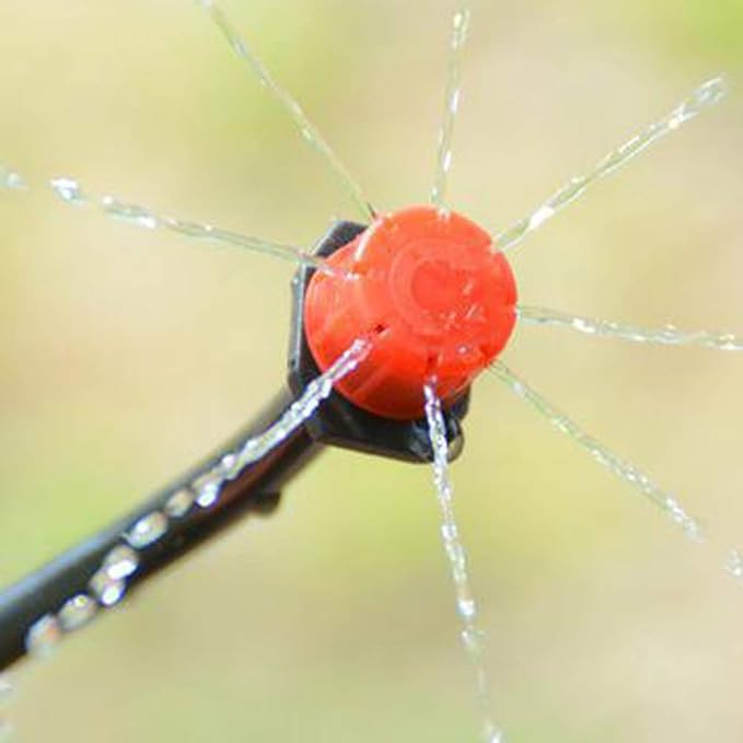 100Pcs1/4Inch Adjustable Irrigation Drippers Sprinklers Watering Sprinklers Anti-Clogging Emitter Dripper Red Garden Supplies