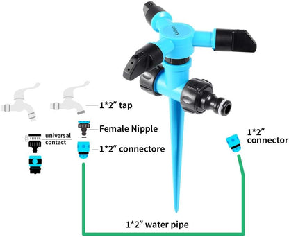 Garden Sprinkler, 360 Degree Rotating Lawn Sprinkler Large Area Coverage - Adjustable, Weighted Gardening Watering System