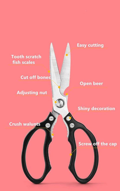 Heavy Duty Sharp Kitchen Scissors, Dishwasher Safe, Cooking Shears for Meat, Chicken, Fish, Poultry, Herb, Bread (Black)