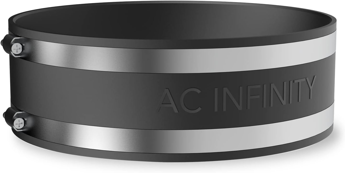 AC Infinity Noise Reduction Clamp 8-Inch, Duct Coupler with Stainless Steel Clamps, Flexible Rubber Coupling for Inline Fans and Carbon Filters in Growing and HVAC