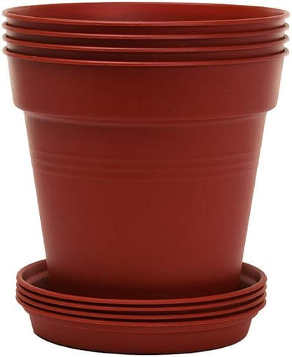 Mintra Home Garden Pots 4pk - Flowers, Herbs, Plants, Indoor, Outdoor, Colorful, Wholesale, Bulk (Burgundy, 11cm Diameter (4.3in))