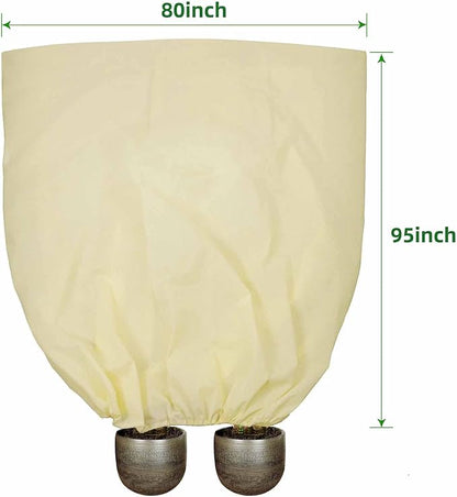 TCBWFY 95x80 Inch Huge Plant Covers Freeze Protection Frost Cloth for Outdoor Plants,2.82oz/yd² Thickened Winter Tree Covers with Zipper Drawstring,4 Pack Frost Blanket from Wind,Pest and Animal