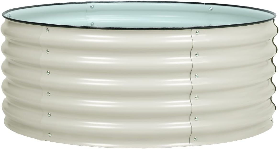 BPS Metal Raised Garden Bed, 3.5FT Diameter Galvanized Planter Raised Garden Boxes for Flower Planters, Vegetables Herb