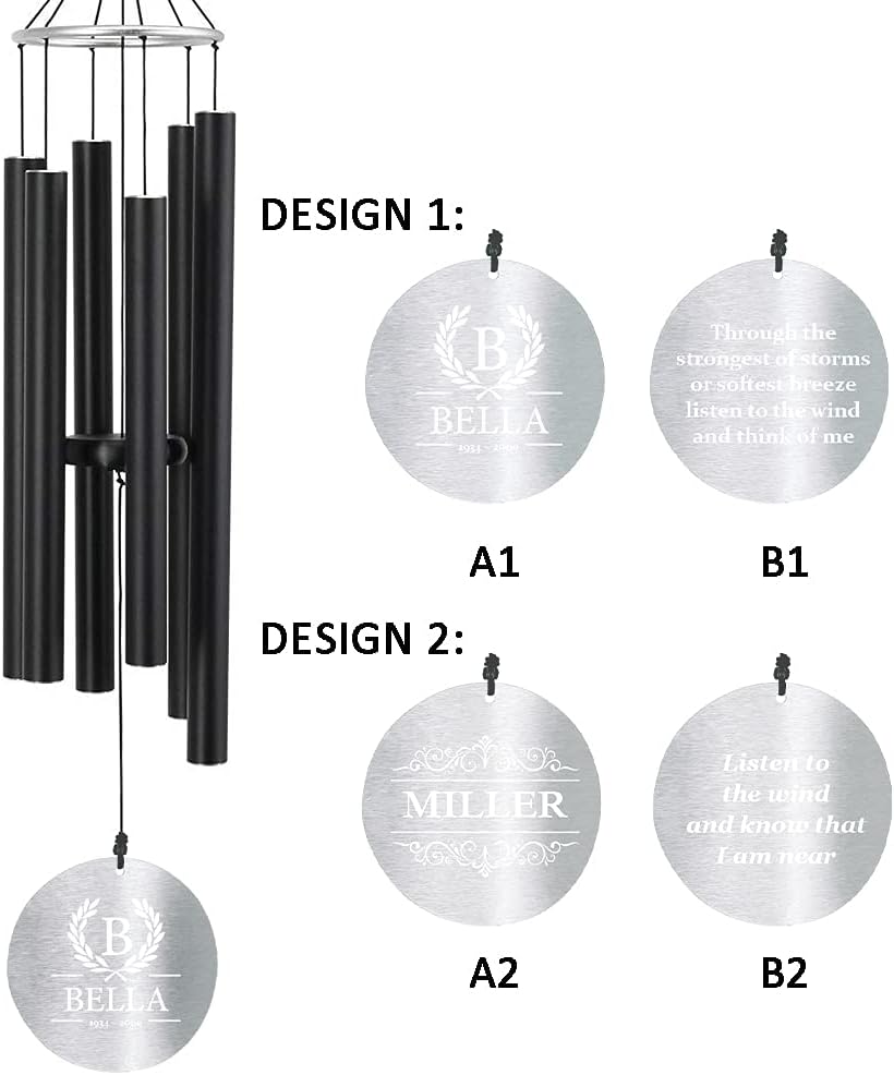 Personalized 36" Bereavement Wind Chimes for Outside, Memorial Gift in Remembrance of a Loved One, Sympathy Gift for Loss of Mother Father Husband, Garden Patio Decor