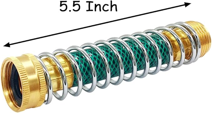 Brass 3/4" GHT Thread Garden Hose Splitter Swivel 2 Way Y Connector and 5.5 Inches Length Garden Hose Extension Protector with Washers Adapter for Backyard Water Tap, Outlet, Spigot