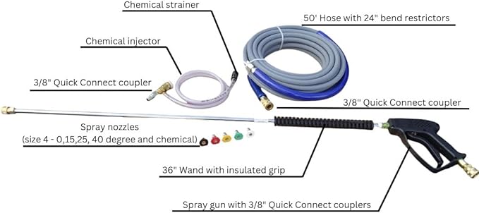 Pressure-Pro Eagle II EB4040KG Belt Driven 4000 PSI Cold Water Pressure Washer, 4.0 GPM, CH440 Engine, Includes Spray Gun and Extension Wand, 5 QC Nozzle Tips, 3/8-inch x 50-Foot Non-Marking Hose