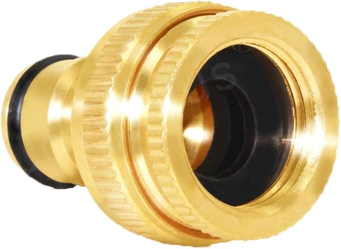 Joywayus Brass Garden Hose Tap Connector 1/2" and 3/4" GHT 2-in-1 Female Threaded Faucet Nozzle Quick Connect Adapter Universal Pipe(Pack of 4)