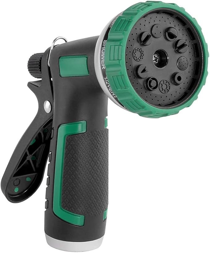 Retractable Garden Hose Reel, 100Ft x 1/2" Durable Wall Mounted Water Hose Reel with 180¡ãSwivel Bracket, 9 Pattern Sprayer, 6Ft leader hose,Smooth Automatic Rewind, Any Length Lock.