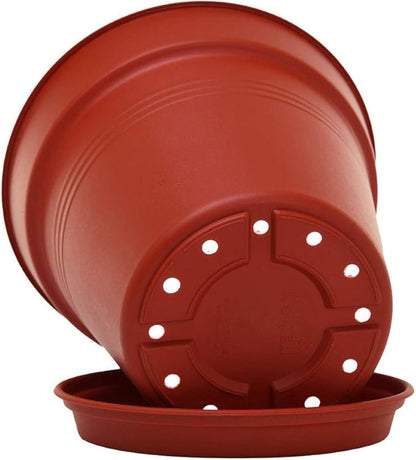 Mintra Home Garden Pots 4pk - Flowers, Herbs, Plants, Indoor, Outdoor, Colorful, Wholesale, Bulk (Burgundy, 19cm Diameter (7.5in))