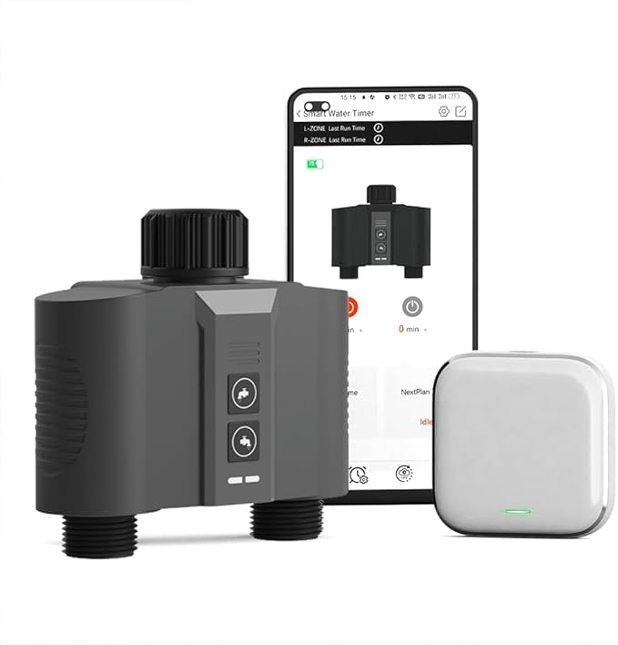 WiFi Water Timer for Garden Hose, Sprinkler Timer with 2 Outlet for Lawns and Yard, Rain Delay/Remote/Manual/Automatic Drip Irrigation System Programmable Faucet