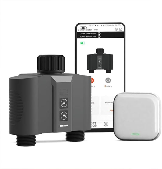 WiFi Water Timer for Garden Hose, Sprinkler Timer with 2 Outlet for Lawns and Yard, Rain Delay/Remote/Manual/Automatic Drip Irrigation System Programmable Faucet