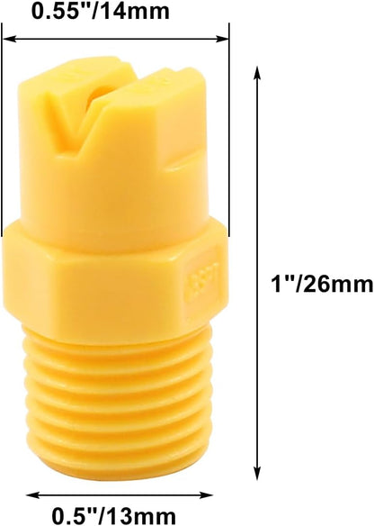 5Pcs 1/4" NPT Male Thread Flat Fan Sprayer Tip 80 Degree Yellow Nozzle Sprayer Nozzle for Industrial Agricultural Equipment Irrigation Cooling