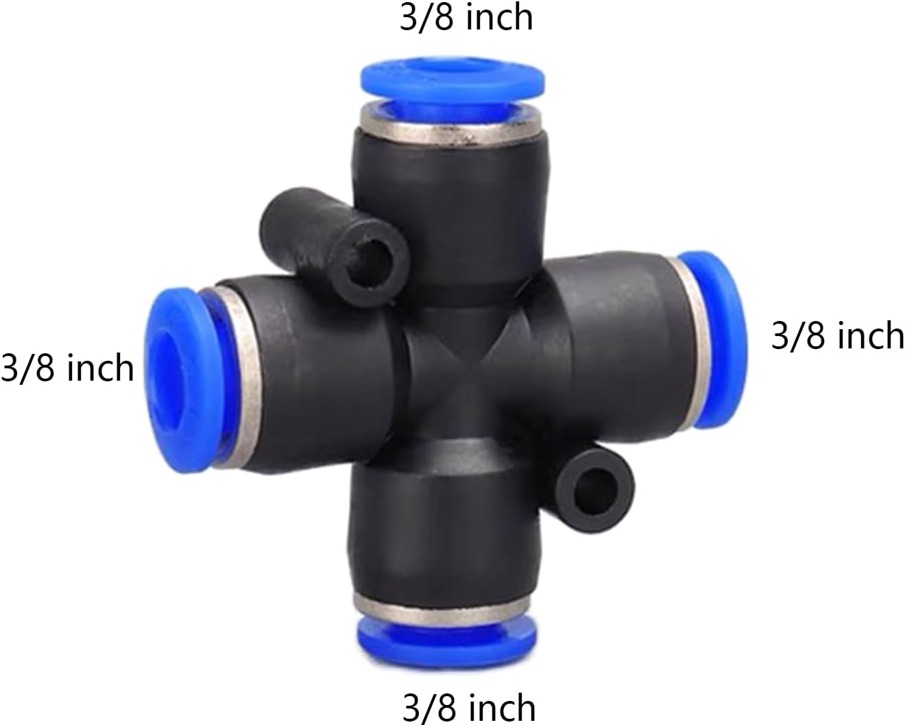 4 way 3/8 OD Push to connect Fittings,push to connect air fittings, 4-way air line push connectors (5 Pcs)