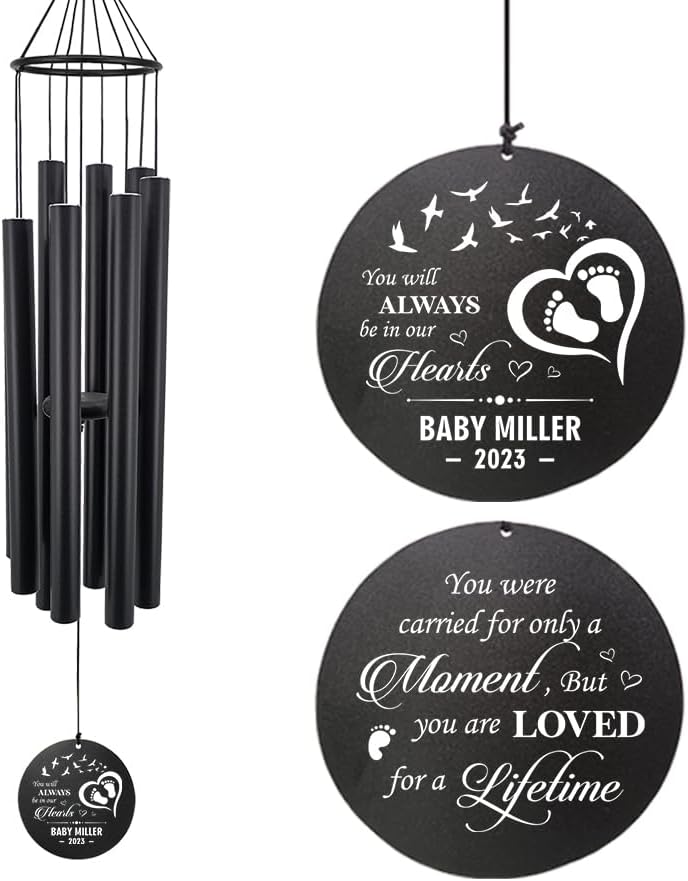 Personalized 36" Healing Memorial Wind Chimes for Outside, Bereavement Gift of Comfort for Loss of Mother, Father or Husband, A Soothing Remembrance for Your Garden and Patio