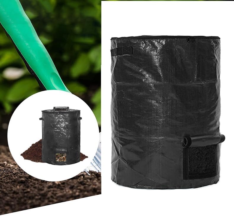 Large Compost Bin Bags,Garden Compost Bin Bags 80 Gallon(300L) Outdoor Collapsible Garden Yard Garbage Cans Fallen Leaf Bag (Black 1pc)