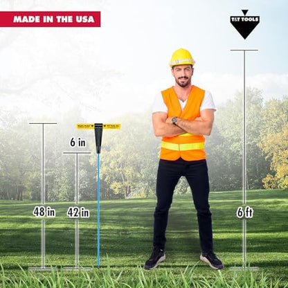 T&T Tools 48-Inch Mighty Probe Insulated Soil Probe – 3/8" Hex Rod Heavy Duty Steel T-Handle Probe for Landscaping, Utility Locating, Soil Testing & Wastewater, USA Made – 6 Pack