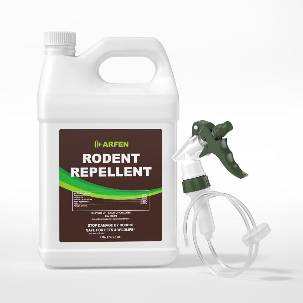 Rodent Repellent Spray – Effective Natural Peppermint Formula for Mice, Rats, Squirrels, and Rodents. Safe for Indoor, Outdoor, and Car Engines. Safe for People and Pets. (1 Gallon)