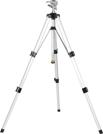 STYDDI Heavy Duty Impact Sprinkler on Tripod Base, Tall Metal Pulsating Telescoping Tripod Sprinkler for Large Area, Yard, Lawn, Garden, Waters up to 70 Ft. Diameter, Legs Extends Up to 36-inch