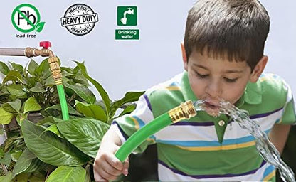 HQMPC Garden Hose Quick Connect No Pb Solid Brass Quick Connector Garden Hose Fitting Water Hose Connectors 3/4 inch GHT (6SETS)