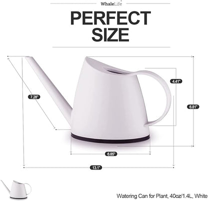 WhaleLife Indoor Watering Can for House Bonsai Plants (1.4L, White)