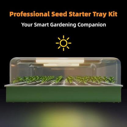 KSONE Seed Starter Tray Kit with Warming Light Strip 40 Cells: Grow Smarter, Faster & Effortlessly with Science-Backed Design for Indoor Greenhouses & Beginner Gardening