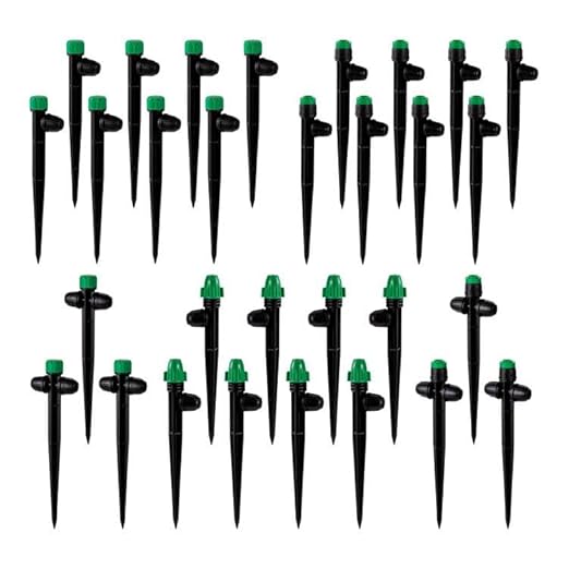 30Pcs Drip Irrigation Emitters Sprayer with Lock Barbed for 1/4" Drip Tubing - Leak-Proof Adjustable Micro Spray Drippers (4-7mm) for Garden Irrigation System (30PCS Mix Emitters)